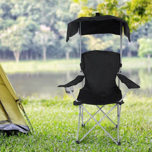 Arlmont & Co. Minodor Portable Lounge Chair Camping Chair with Umbrella